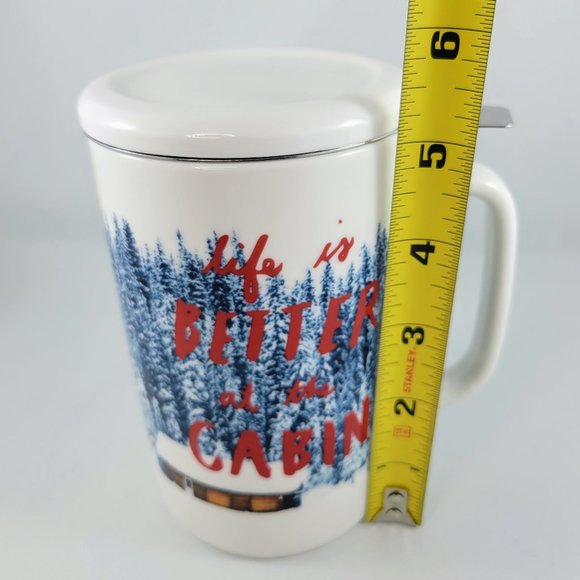 Tea Mug Steeper Life Is Better At The Cabin Indigo Chapters With Lid White Blue… - Picture 10 of 16